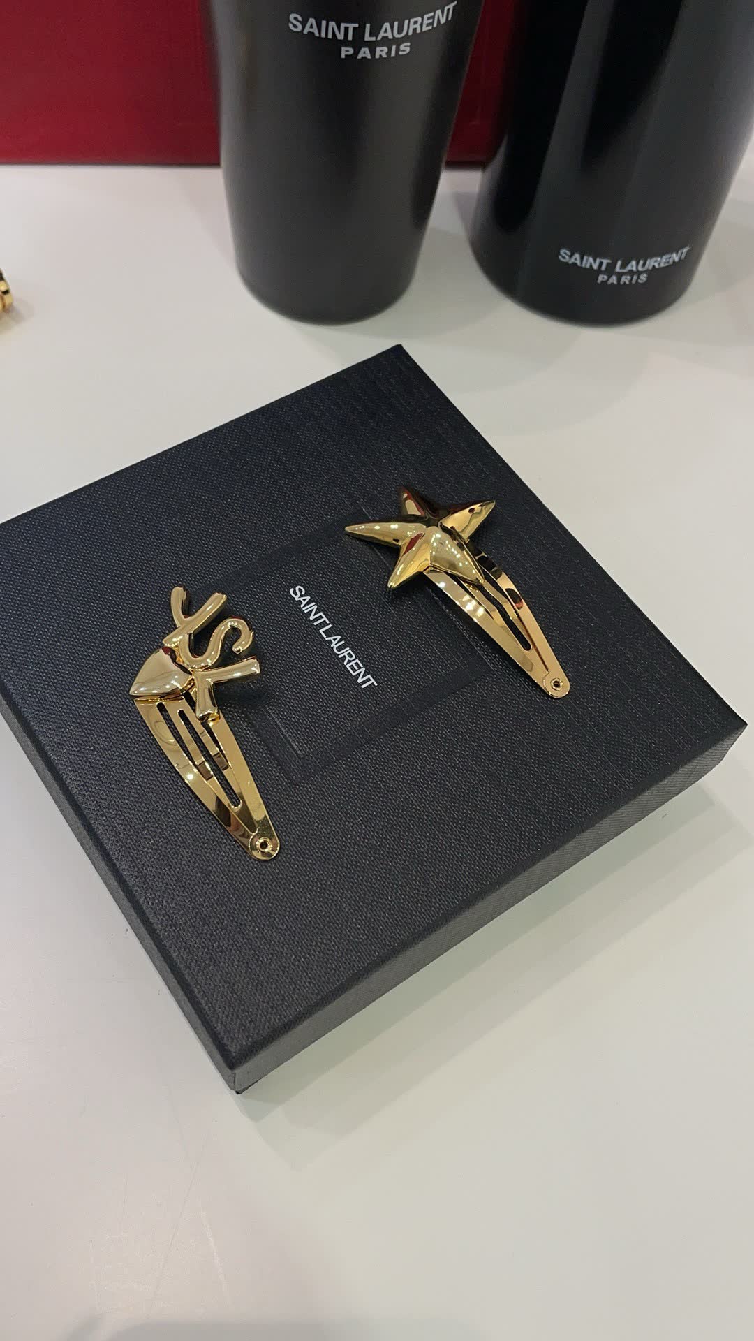YSL Saint Laurent Gold Hair Clips Set